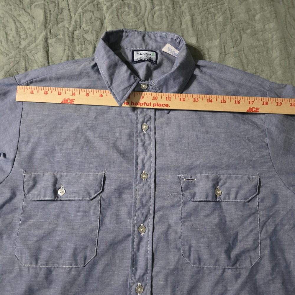 Sears‎ Fieldmaster Chambray Work Shirt Vintage Hand Painted Horse Size Large - Picture 8 of 9